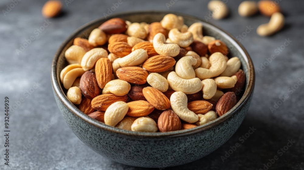 Bowl of Almonds and Cashews, A Healthy Snack Bowl of Almonds and Cashews, A Healthy Snack