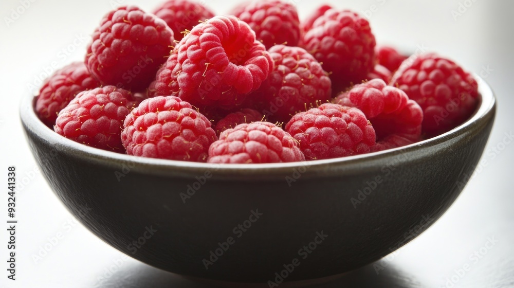 Fresh Raspberries in a Black Bowl Fresh Raspberries in a Black Bowl