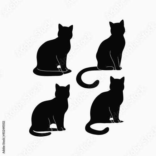 Exotic shorthair cat silhouette vector template illustration