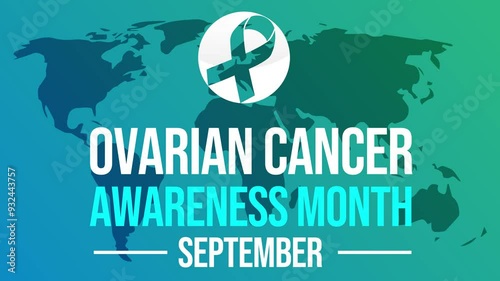 Ovarian Cancer Awareness Month 4k animation with ribbon and typography. photo