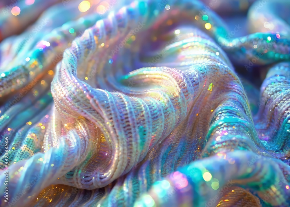 Delicate marbling flows like mist, weaving intricate knit textures, fine lines shimmer, and iridescent hues dance, an ethereal dreamworld glimpsed before slipping away.