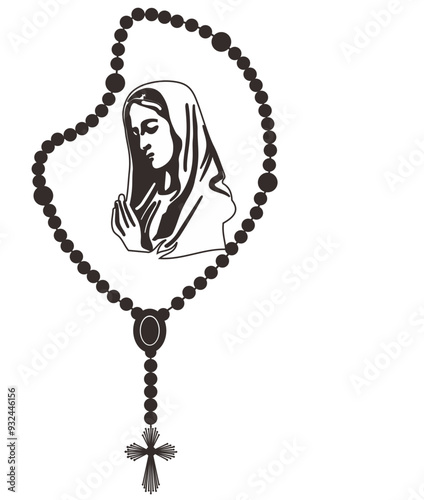 Isolated rosary beads silhouette. Vector illustration design