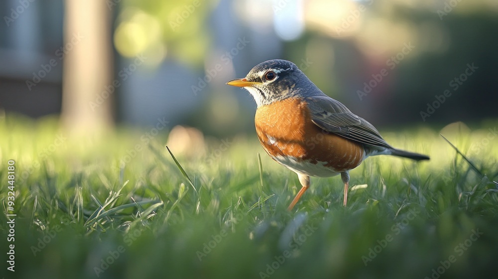 Robin in the Grass, Sunlit Moment Robin in the Grass, Sunlit Moment