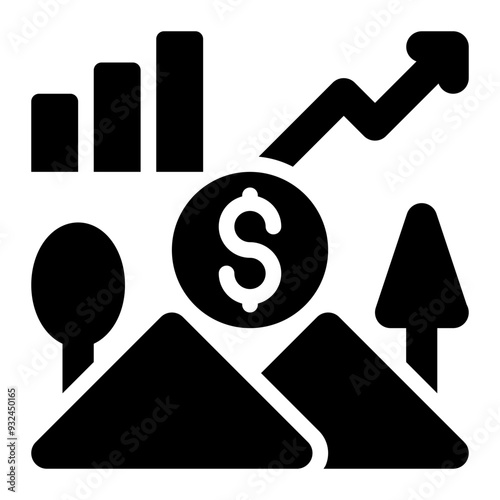 rural economics, village, economics, economy, rural, rural economies solid or glyph icon