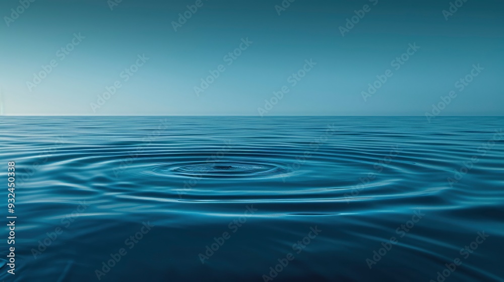 An artistic image capturing a single water ripple expanding under a gradient of blue hues, symbolizing calmness and tranquillity, ai An artistic image capturing a single water ripple expanding under a gradient of blue hues, symbolizing calmness and tranquillity, ai