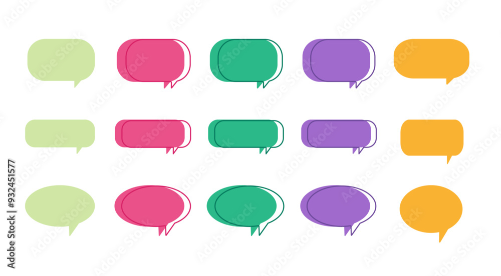 Set of vector mind clouds for quotes. Text place images. Message bubbles with place for text Set of vector mind clouds for quotes. Text place images. Message bubbles with place for text
