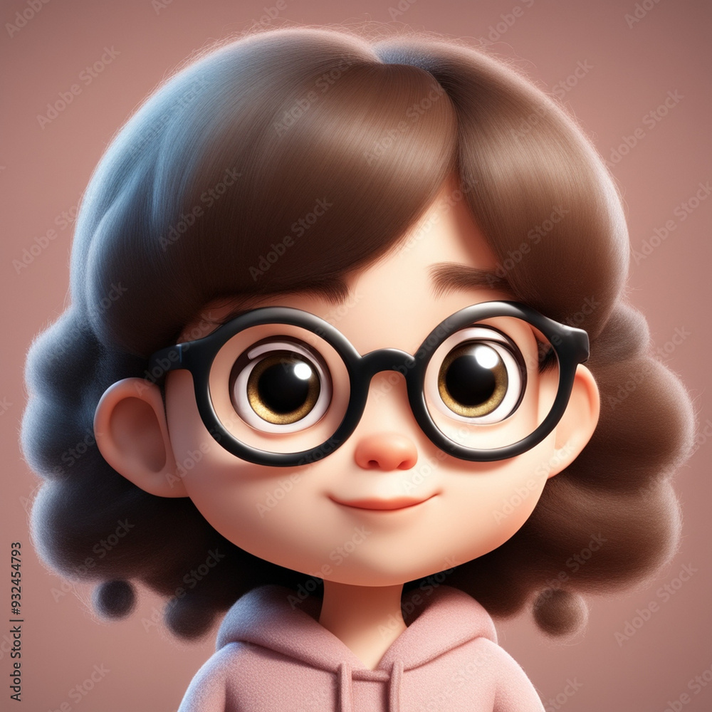 3d little character with glasses 3d little character with glasses