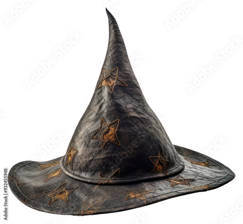Quadro su tela PNG Black wizard hat with stars