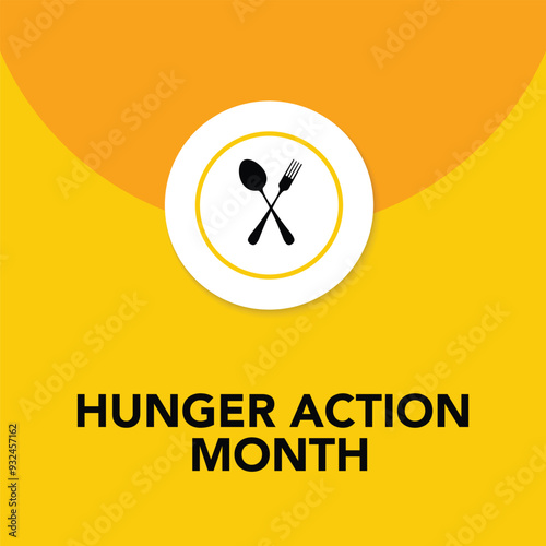 Vector illustration on the theme of Hunger action month observed each year during September. Hunger Action Month. plate, fork and spoon. Great for cards, banners, posters, social media and more