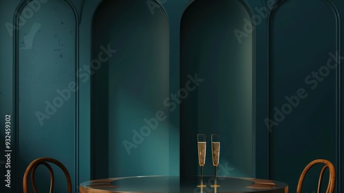 Elegant Interior Design with Champagne Flutes