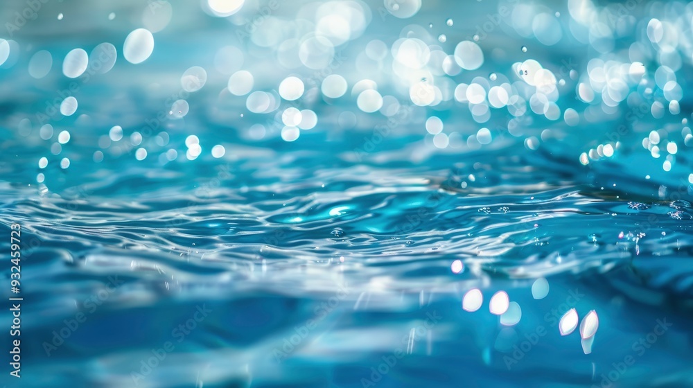 Blue water with ripples on the surface. Defocus blurred transparent blue colored clear calm water surface texture with splashes and bubbles. Water waves with shining pattern texture background , ai Blue water with ripples on the surface. Defocus blurred transparent blue colored clear calm water surface texture with splashes and bubbles. Water waves with shining pattern texture background , ai