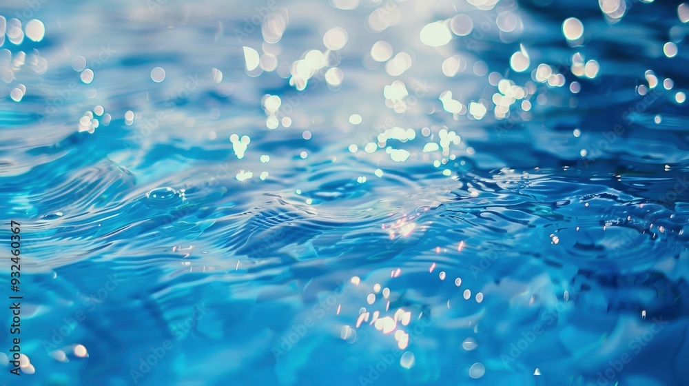 Blue water with ripples on the surface. Defocus blurred transparent blue colored clear calm water surface texture with splashes and bubbles. Water waves with shining pattern texture background , ai Blue water with ripples on the surface. Defocus blurred transparent blue colored clear calm water surface texture with splashes and bubbles. Water waves with shining pattern texture background , ai