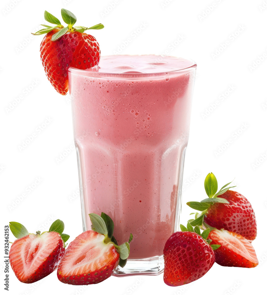PNG Refreshing strawberry smoothie in glass PNG Refreshing strawberry smoothie in glass