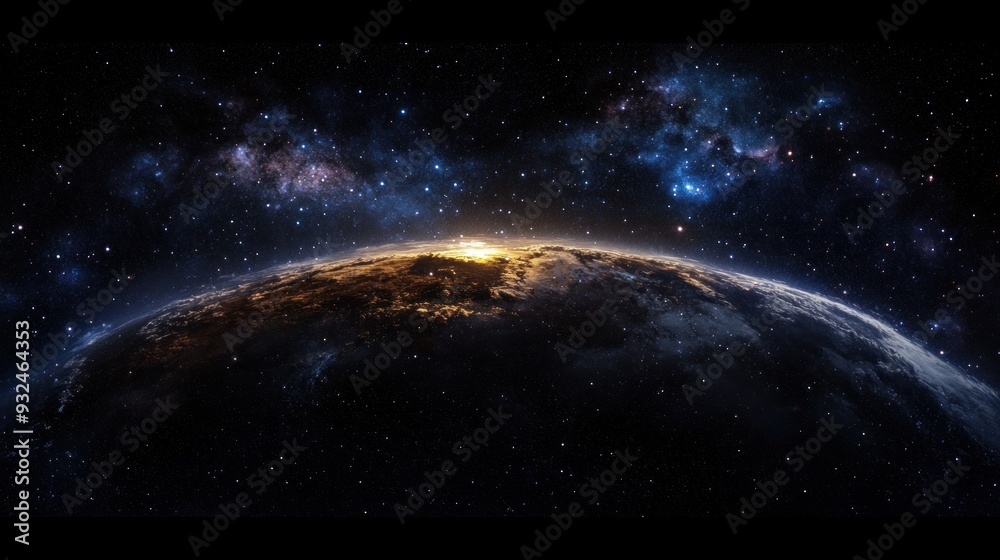 Fototapeta premium Earthrise Over a Starry Night Sky