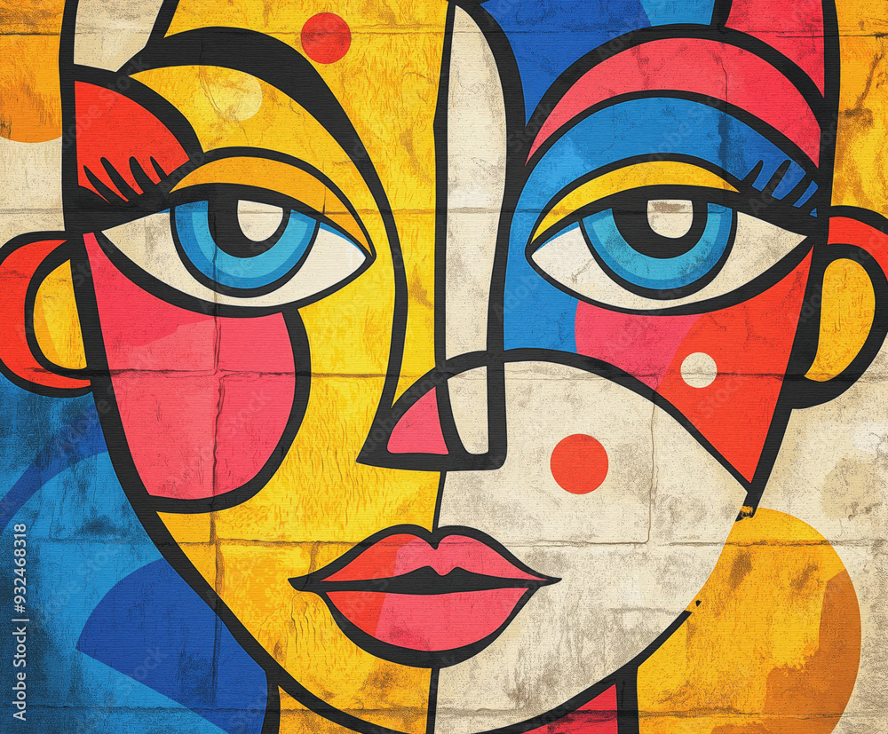 A Colorful Graffiti Art Of A Woman's Face Based On Doodle Art, Abstract And Surreal Graffiti Art.