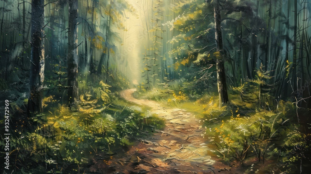 Obraz premium Sunlit Forest Path