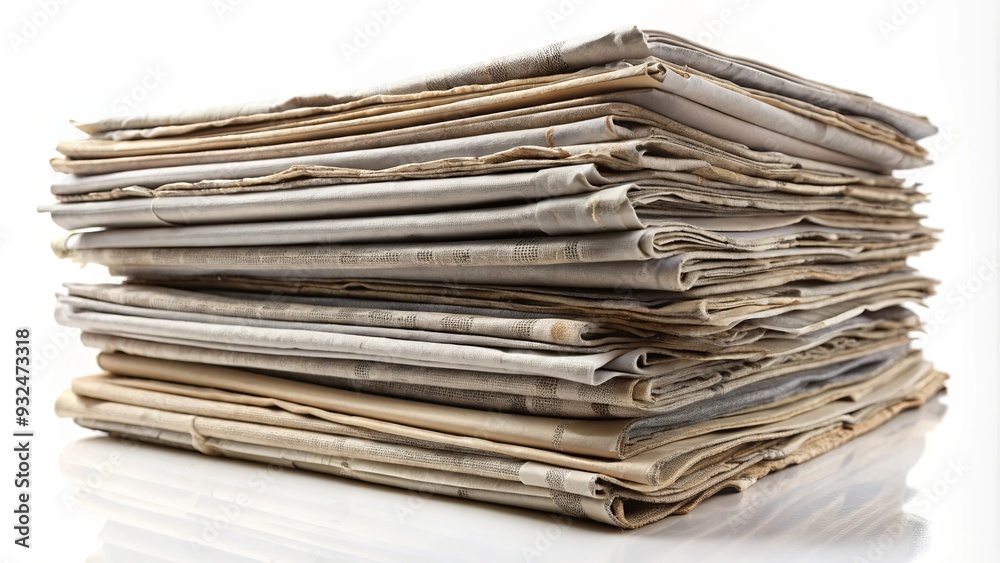 Stack of old newspapers isolated on white background, vintage, paper, news, stack, heap, retro, recycle, journalism Stack of old newspapers isolated on white background, vintage, paper, news, stack, heap, retro, recycle, journalism