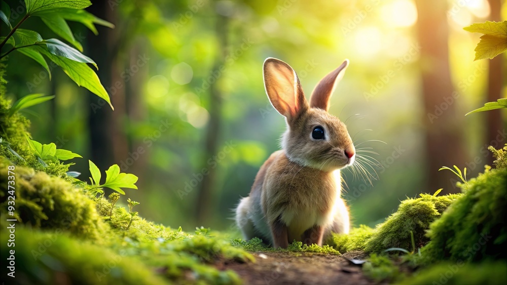 Cute rabbit exploring a lush forest setting, cute, rabbit, exploring, forest, wildlife, fluffy, nature, animals, woodland Cute rabbit exploring a lush forest setting, cute, rabbit, exploring, forest, wildlife, fluffy, nature, animals, woodland