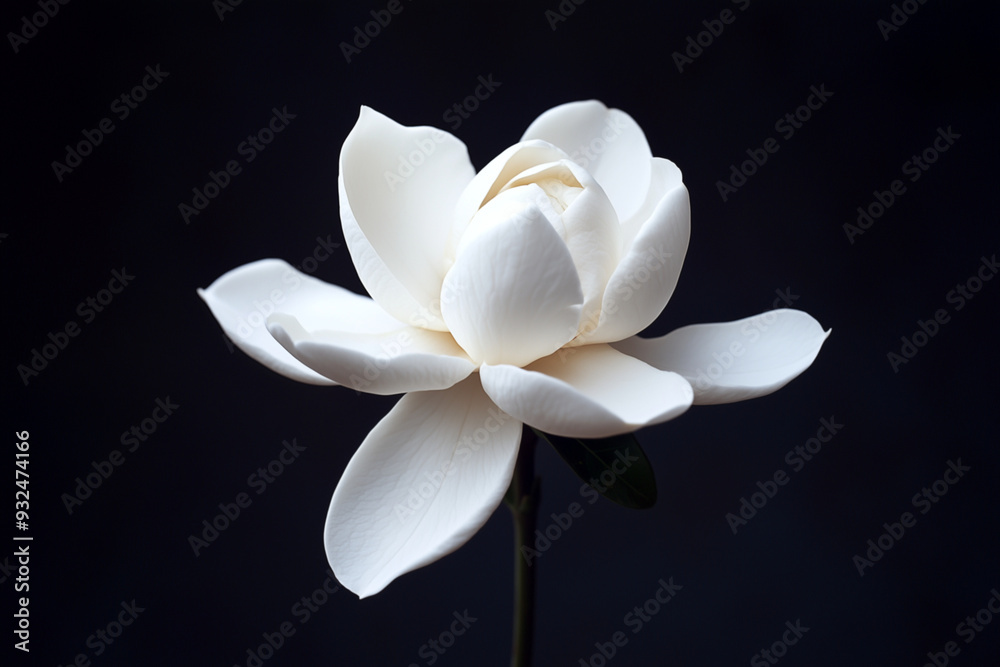 Fototapeta premium Fresh white gardenia flower, close-up.