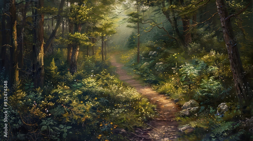 Obraz premium Sunlit Forest Path