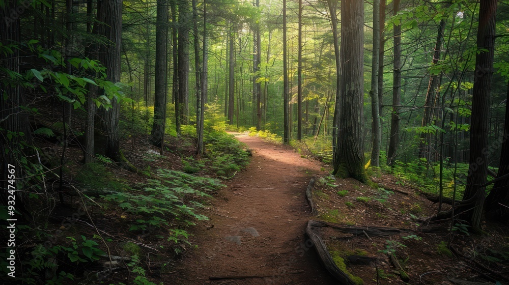 Obraz premium Sunlit Path Through the Forest