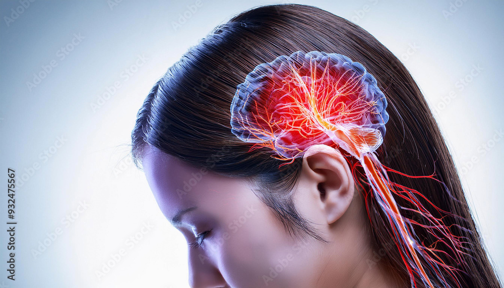 Naklejka premium brain blood vessels in the brain Circulation of blood to the brain