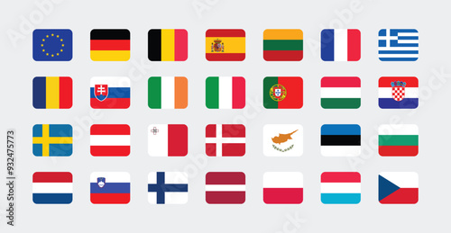 Free Download National Flag of All European Union countries. Set of European Union country Flag.
 - GFXLoad