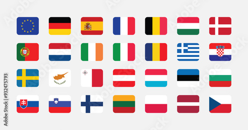 Wallpaper Mural National Flag of All European Union countries. Set of European Union country Flag.
 Torontodigital.ca