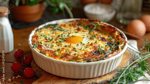 a delectable French dish originating, features a savory mixture of spinach, Swiss chard, and herbs, bound together with eggs and baked to perfection, 