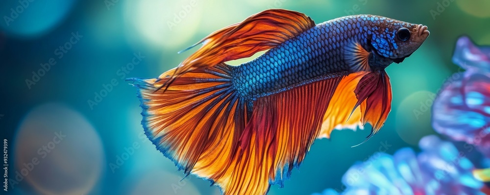 Betta fish with vibrant colors swimming in Betta fish with vibrant colors swimming in