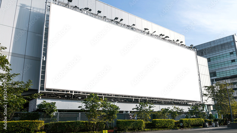 Large Billboard Advertisement and Marketing Mockup on Modern Building During Daylight – High-Resolution, Urban Advertising, Clear Sky, Promotional Signage, Daytime View, Building Facade, Cityscape Large Billboard Advertisement and Marketing Mockup on Modern Building During Daylight – High-Resolution, Urban Advertising, Clear Sky, Promotional Signage, Daytime View, Building Facade, Cityscape