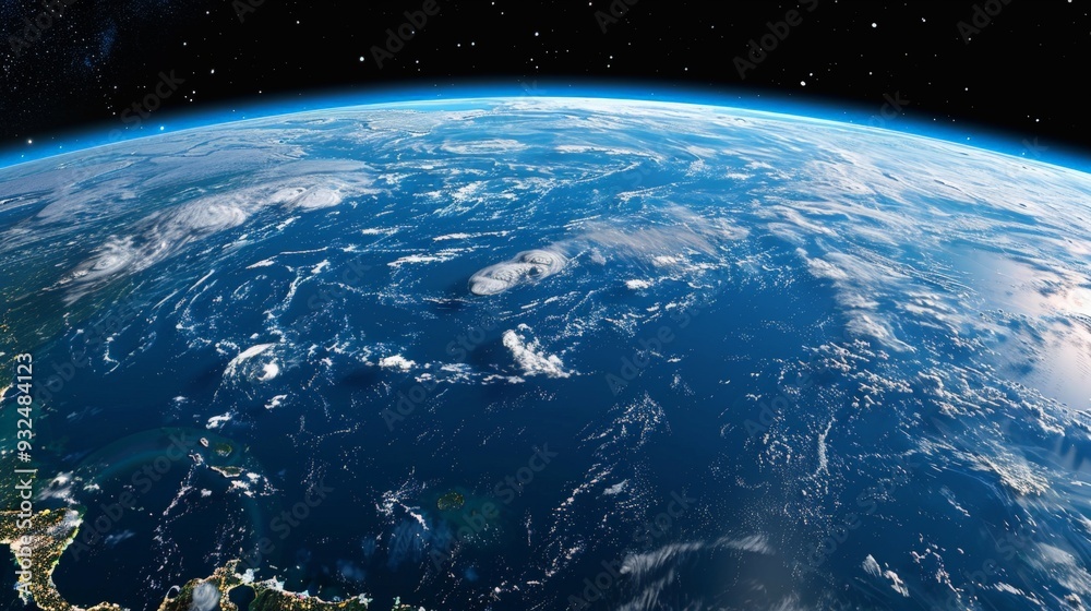 Fototapeta premium Earth's gravity holds the atmosphere and oceans in place, making life possible.
