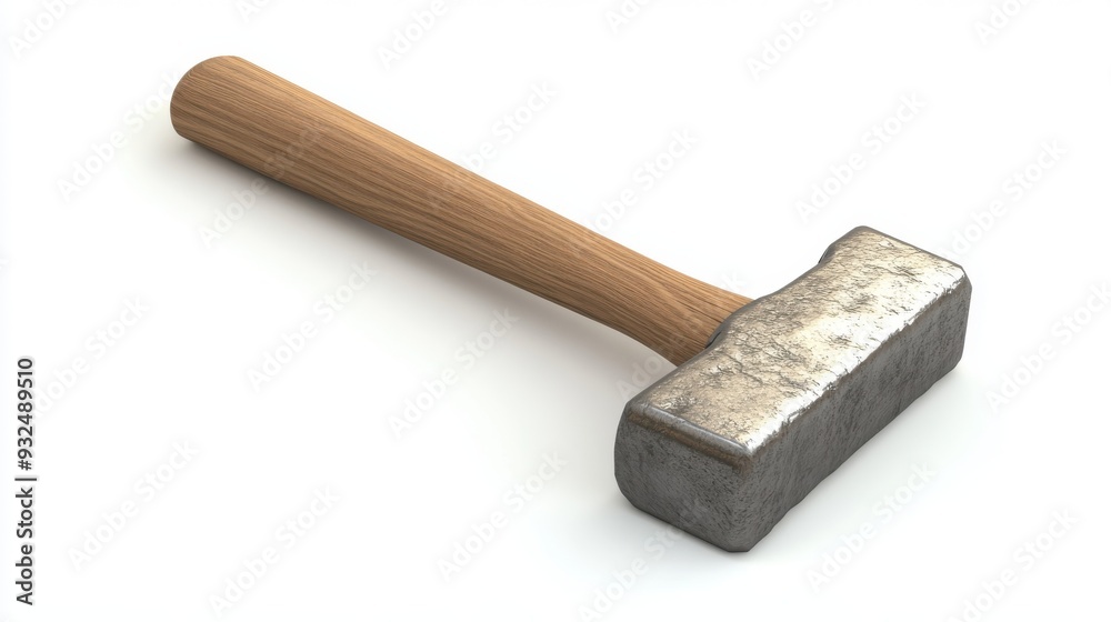 A hyperrealistic 3D render of a meat tenderizer hammer, steel head and wooden handle, isolated on white background A hyperrealistic 3D render of a meat tenderizer hammer, steel head and wooden handle, isolated on white background