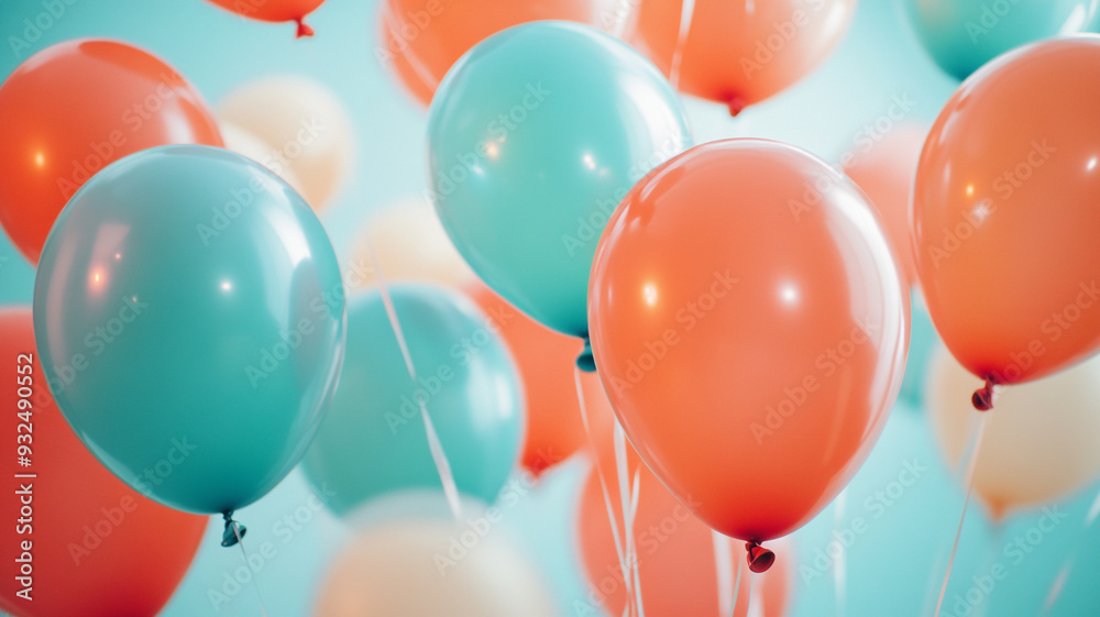 Colorful balloons floating together at a festive gathering in a bright atmosphere Colorful balloons floating together at a festive gathering in a bright atmosphere