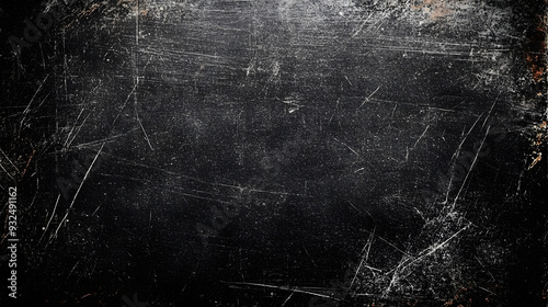 Grunge black scratched background, old film effect, distressed scary texture with space for your design