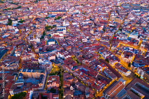 Panoramic view from the drone on the Valladolid at twilight. Spain