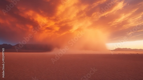 Sunset desert sandstorm with dramatic sky