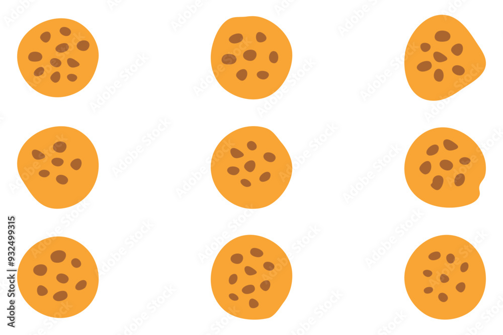 Fototapeta premium Simple cookies set design. Food illustration