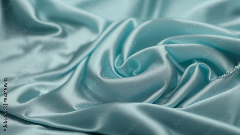 Obraz premium Light Blue Satin Fabric Flowing Close-Up