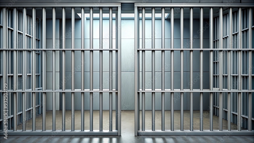 Close up of jail bars with no escape route, prison, incarceration, confinement, freedom, justice, punishment, forbidden Close up of jail bars with no escape route, prison, incarceration, confinement, freedom, justice, punishment, forbidden