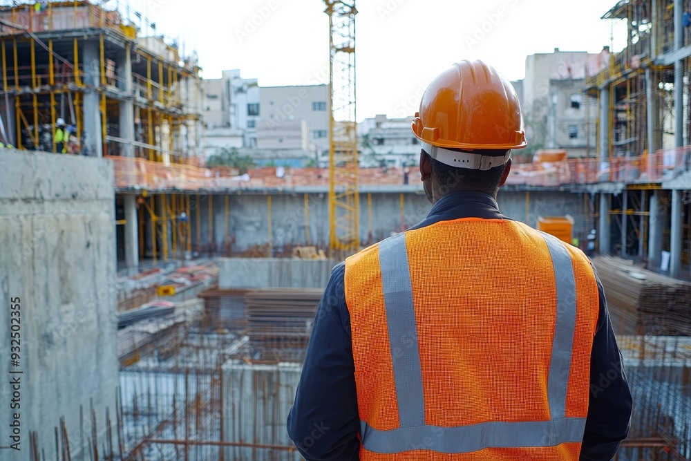 Civil engineer contemplating the construction site in a thought provoking photography shot Civil engineer contemplating the construction site in a thought provoking photography shot