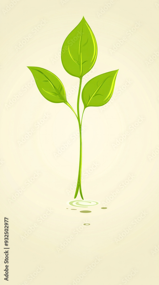 A green leafy plant with a stem and a small root A green leafy plant with a stem and a small root