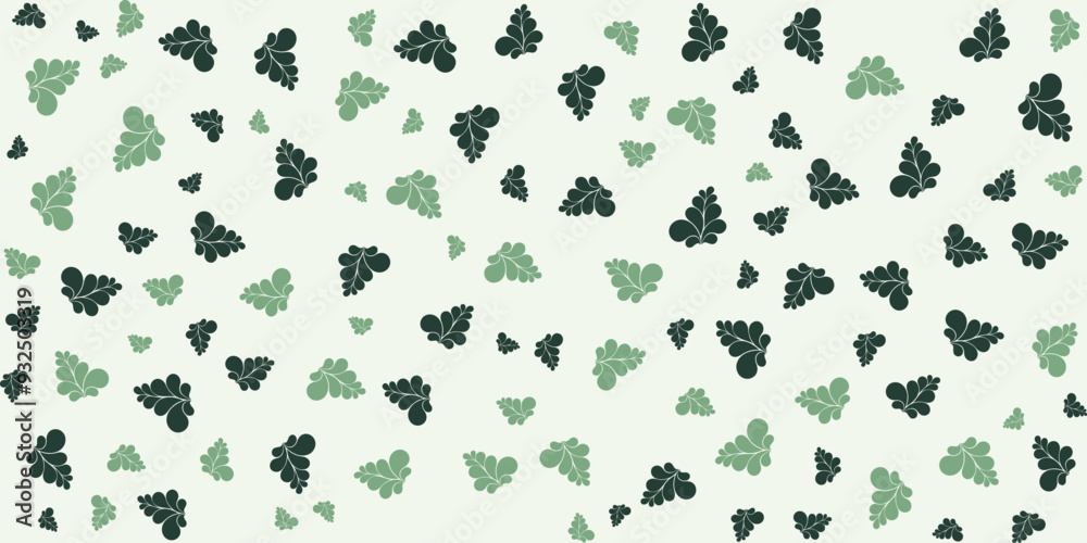 A seamless pattern of green leaves on a cream background. Perfect for nature inspired designs. A seamless pattern of green leaves on a cream background. Perfect for nature inspired designs.