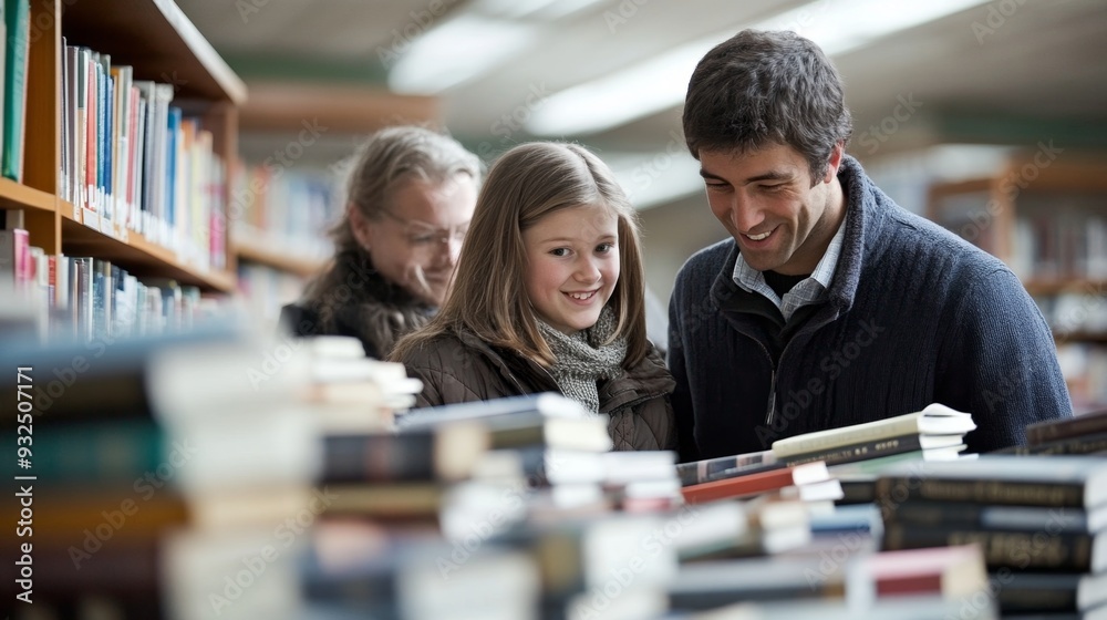 Happy Family Browsing Books
