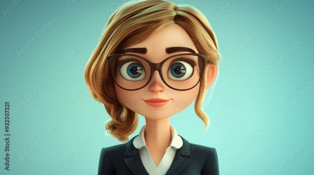 3D Cartoon Business Girl Portrait 3D Cartoon Business Girl Portrait