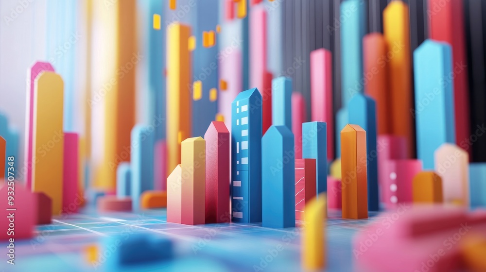 3D Cartoon Business Graph Exploration Idea 3D Cartoon Business Graph Exploration Idea