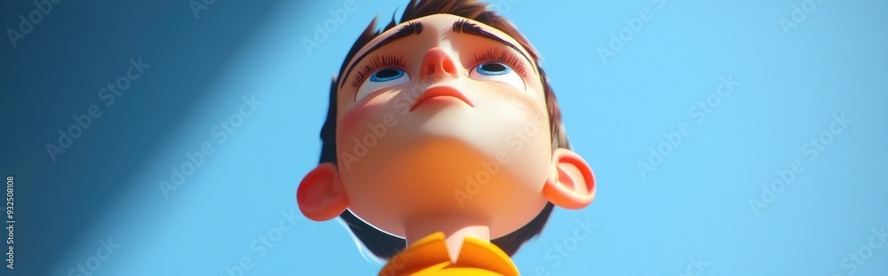 3D Cartoon Character Gazing Upward 3D Cartoon Character Gazing Upward