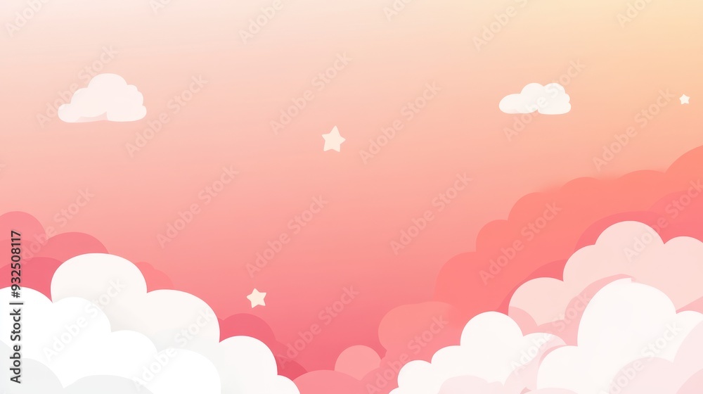 Pink Sky with White Clouds and Stars Background Pink Sky with White Clouds and Stars Background