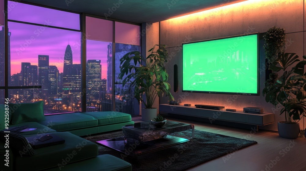 Green screen television in the living room Green screen television in the living room