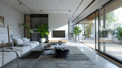 modern home decoration living room with grey and white color